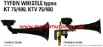Whistle Tyfon KOCKUM SONICS KT 75/400 SKT75400 KT 75/400 incl.Valve TV88, angle screwing and Bracket